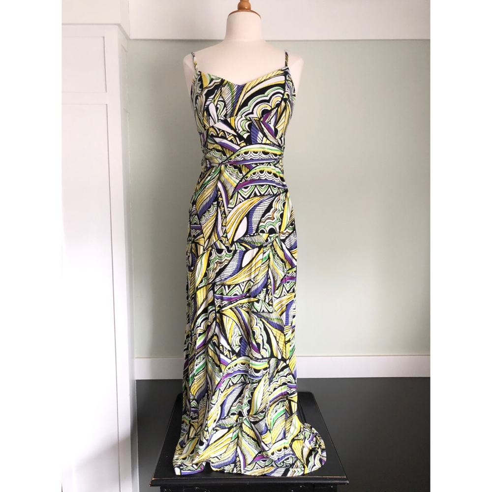 Multi Color Built in Bra Maxi Dress